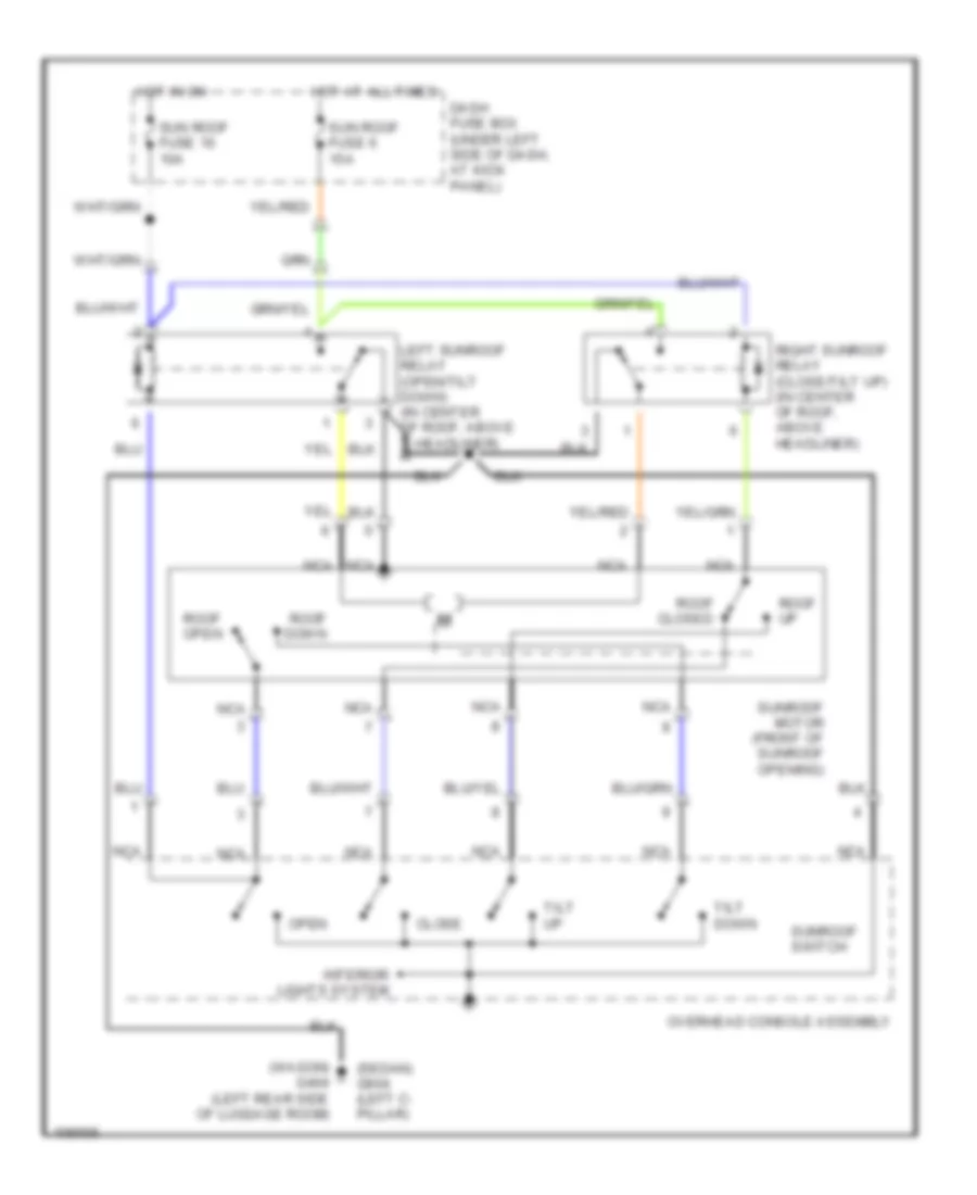 Power TopSunroof Wiring Diagrams for Hyundai Elantra GLS 1998