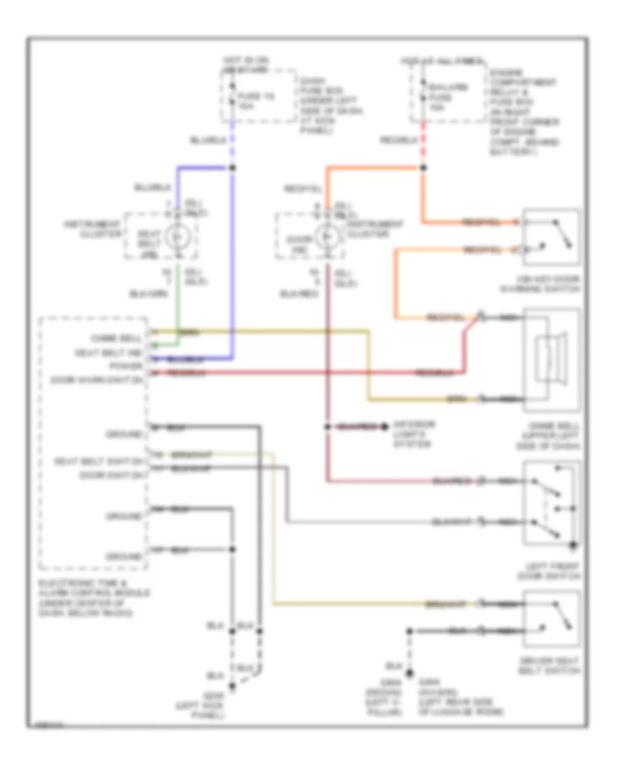Warning System Wiring Diagrams for Hyundai Elantra GLS 1998
