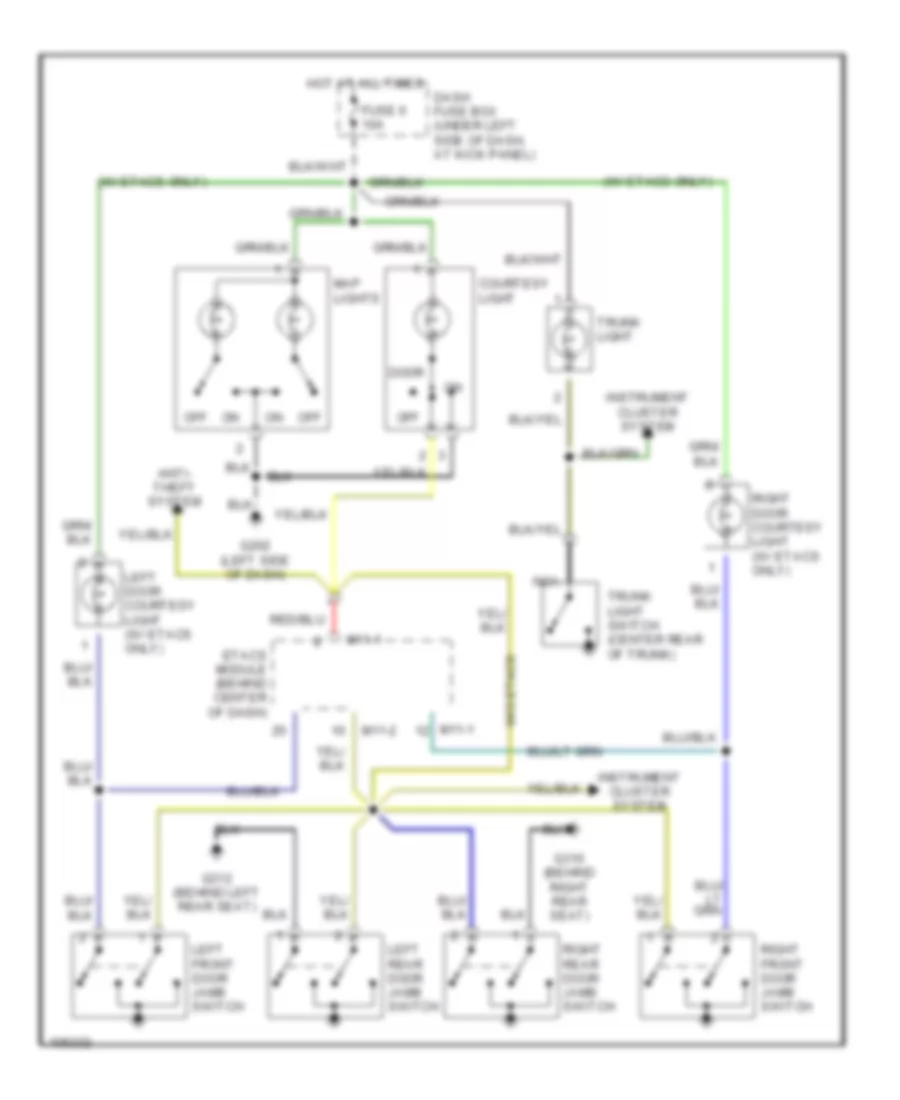 Courtesy Lamps Wiring Diagram, without Sunroof for Hyundai Sonata 1998