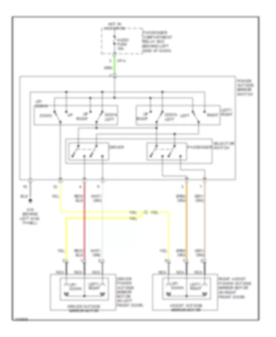 Power Mirrors Wiring Diagram for Hyundai Accent GS 2009