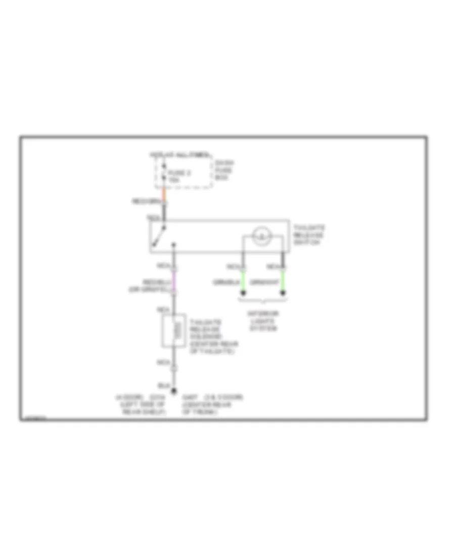 Trunk Tailgate Fuel Door Wiring Diagrams for Hyundai Excel 1990