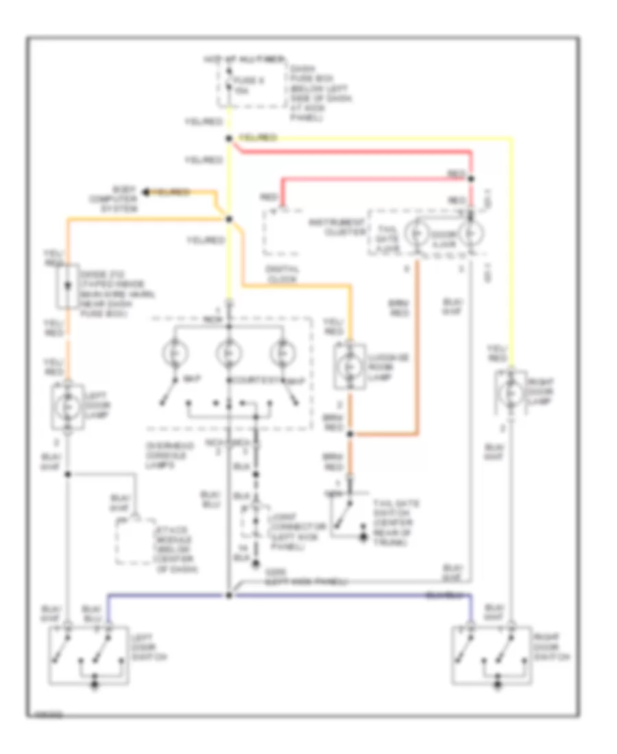 Courtesy Lamps Wiring Diagram with Sunroof for Hyundai Tiburon 1998