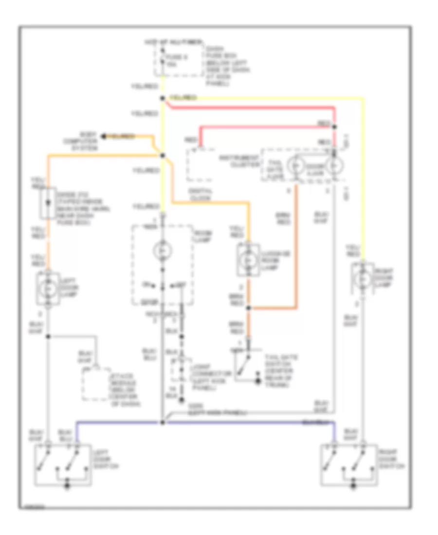 Courtesy Lamps Wiring Diagram, without Sunroof for Hyundai Tiburon FX 1998
