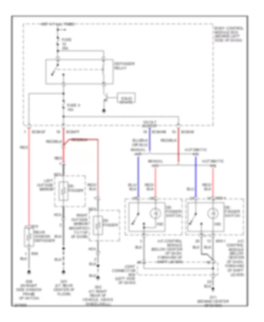 Defoggers Wiring Diagram for Hyundai Tiburon SE 2005