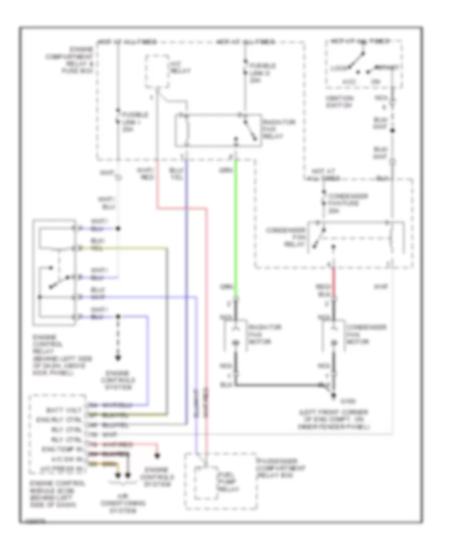 Cooling Fan Wiring Diagram for Hyundai Accent GL 1999