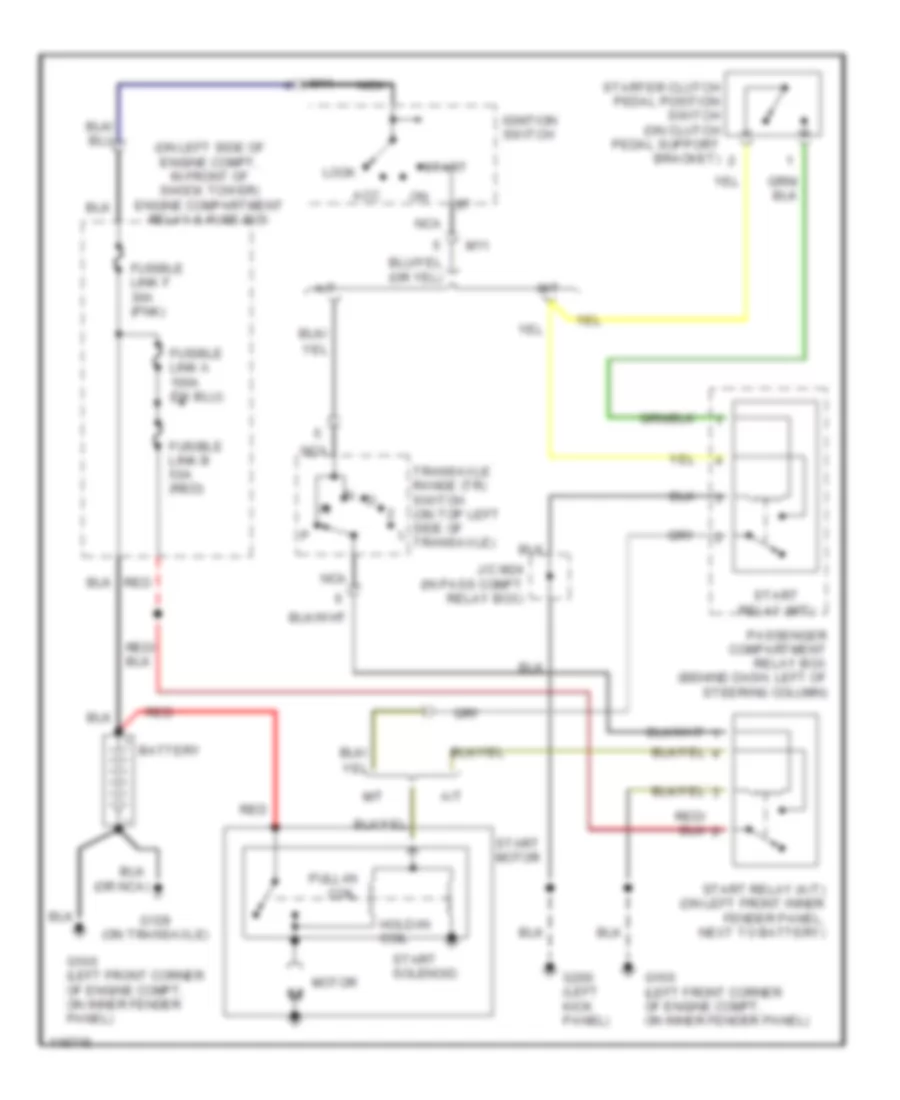 Starting Wiring Diagram, USA for Hyundai Accent GL 1999