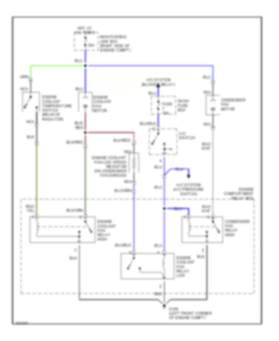 Cooling Fan Wiring Diagram for Hyundai Excel GS 1990