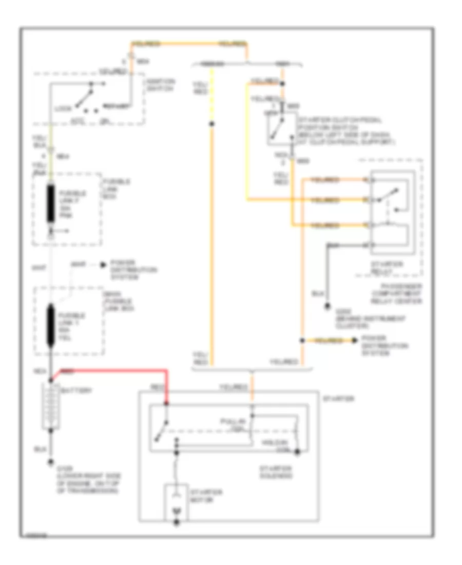 Starting Wiring Diagram, MT for Hyundai Sonata 1990