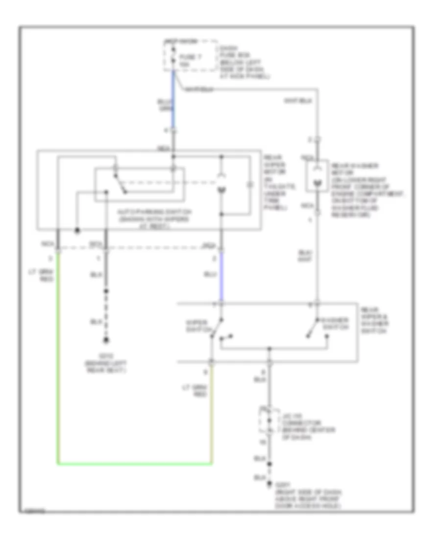 Rear Wiper Washer Wiring Diagram for Hyundai Accent L 1999