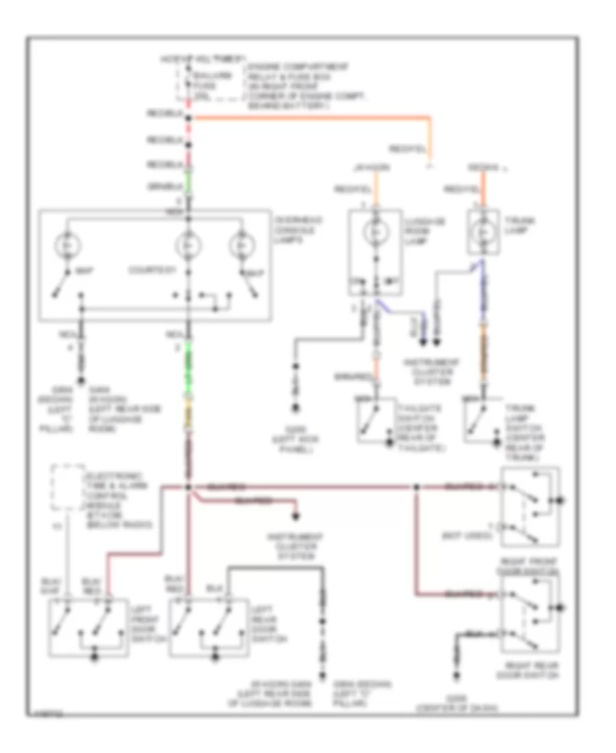 Courtesy Lamps Wiring Diagram with Sunroof for Hyundai Elantra GL 1999