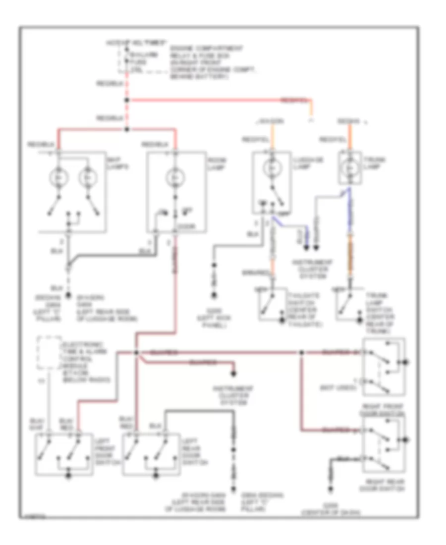 Courtesy Lamps Wiring Diagram without Sunroof for Hyundai Elantra GLS 1999