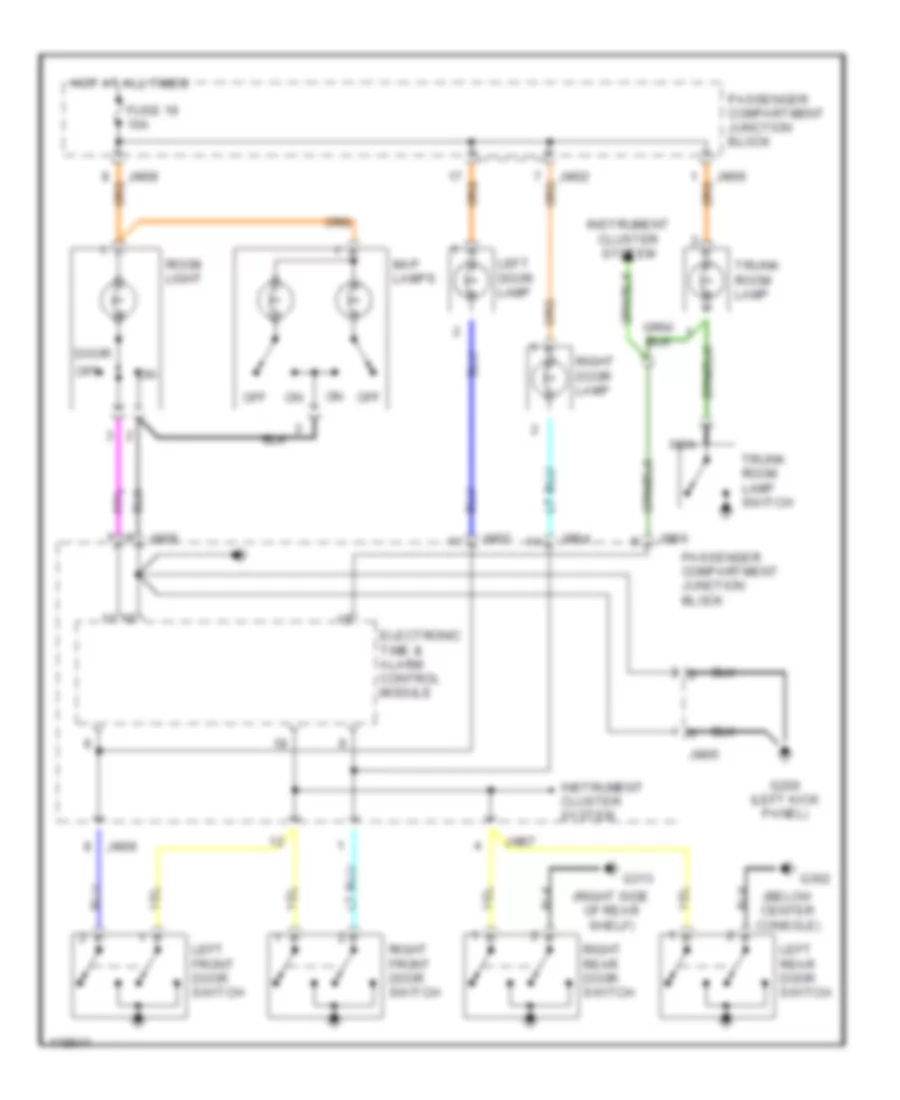 Courtesy Lamps Wiring Diagram, without Sunroof for Hyundai Sonata 1999