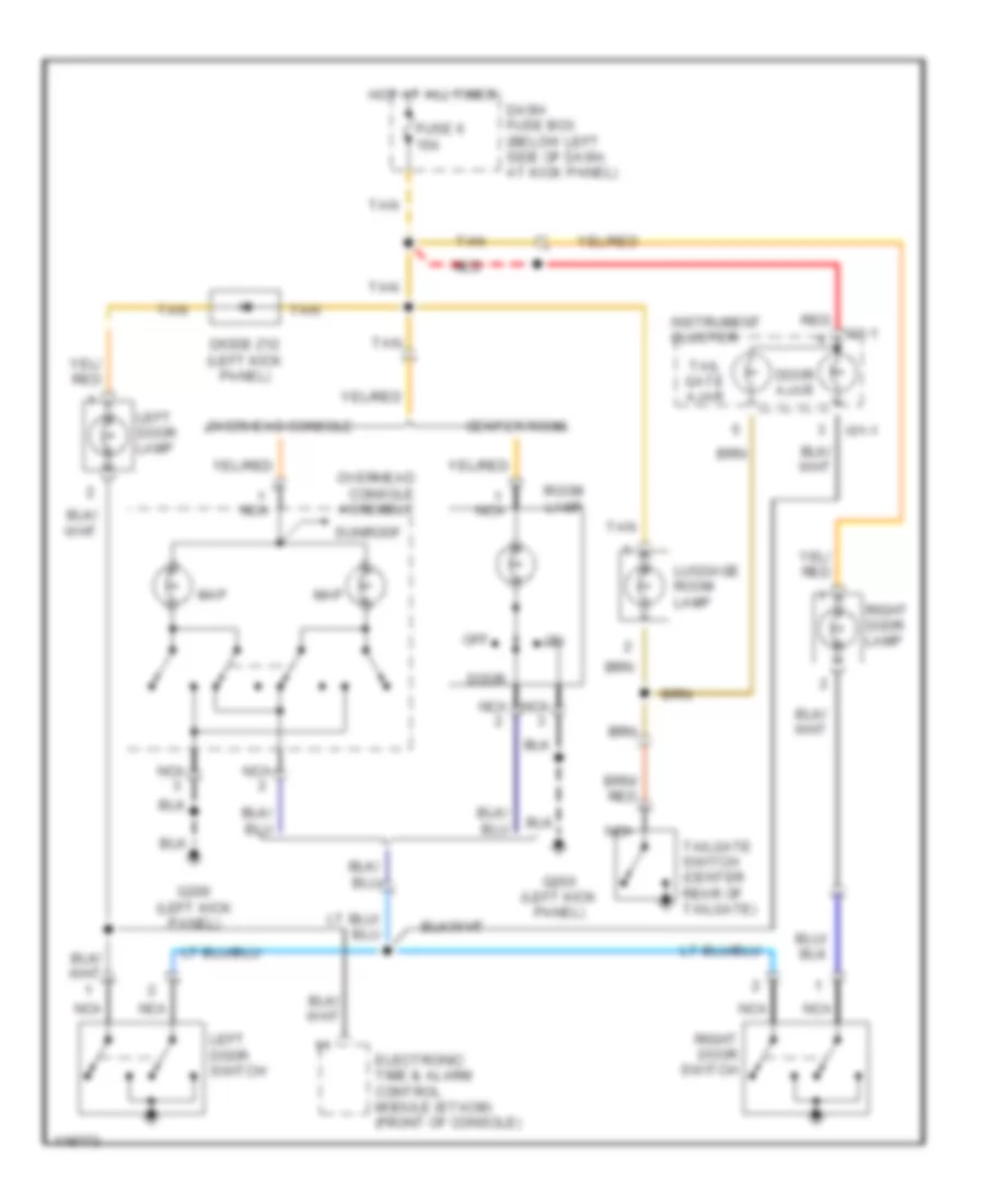 Courtesy Lamps Wiring Diagram without Sunroof for Hyundai Tiburon FX 1999
