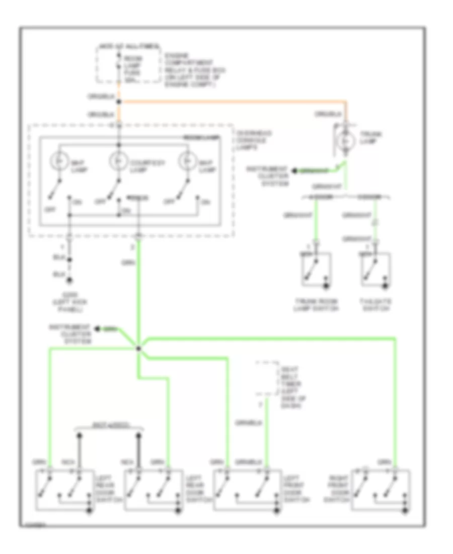 Courtesy Lamps Wiring Diagram with Sunroof for Hyundai Accent GL 2000
