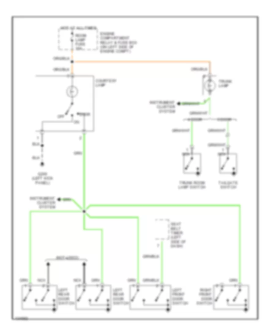 Courtesy Lamps Wiring Diagram, without Sunroof for Hyundai Accent GL 2000