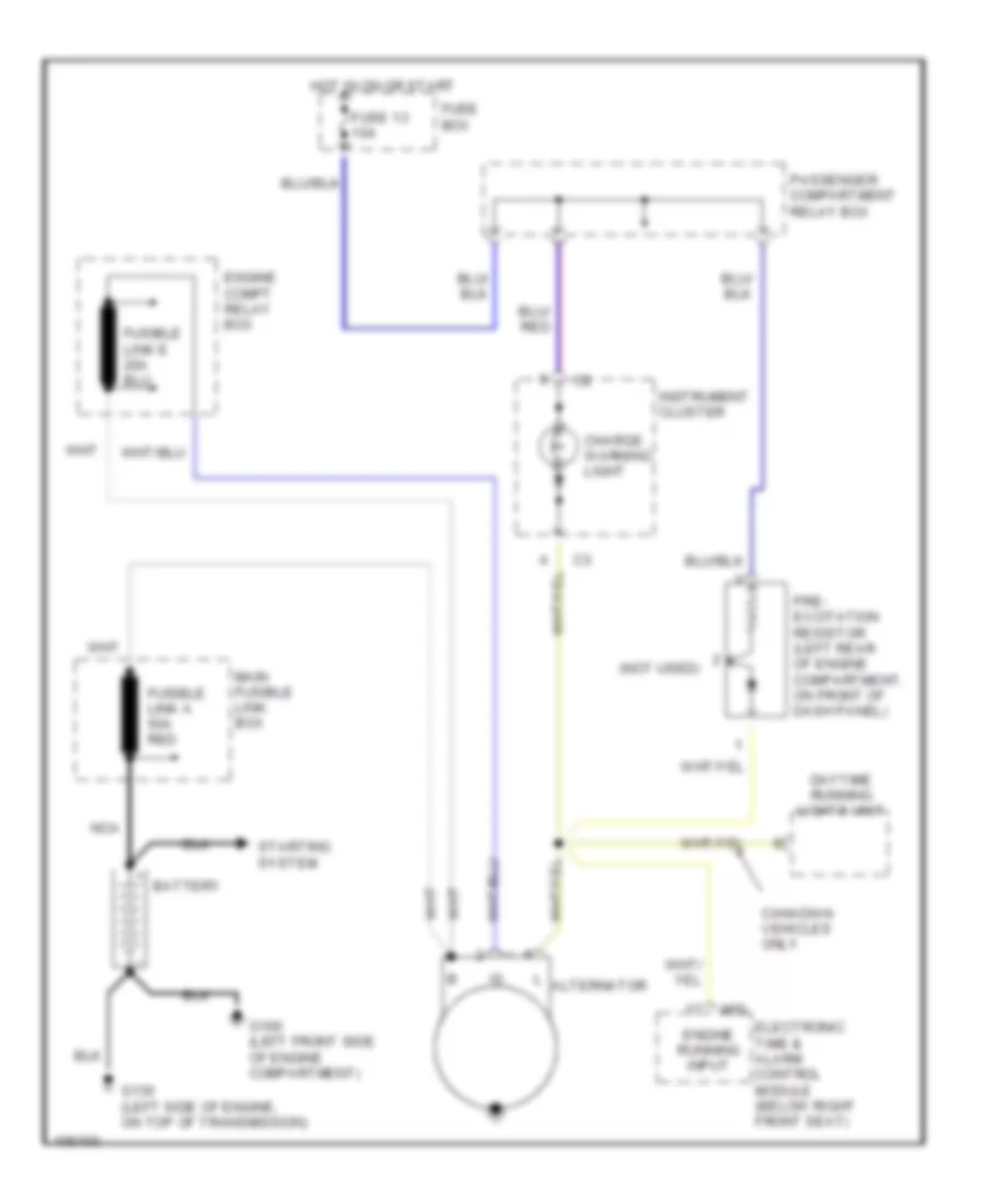 Charging Wiring Diagram for Hyundai Scoupe LS 1991