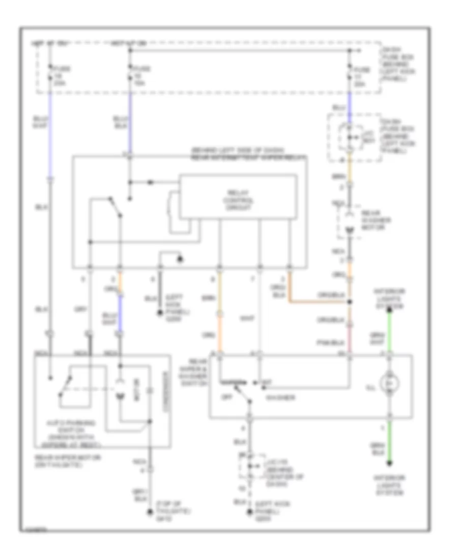 Электросхема заднего стеклоочистителя дворника и омывателя для Hyundai Accent L 2000