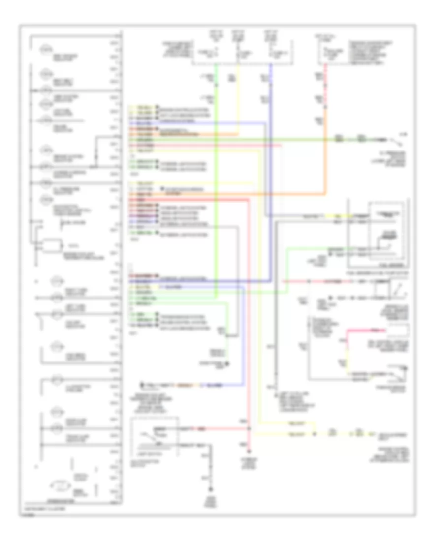 Instrument Cluster Wiring Diagram GL Model for Hyundai Elantra GLS 2000