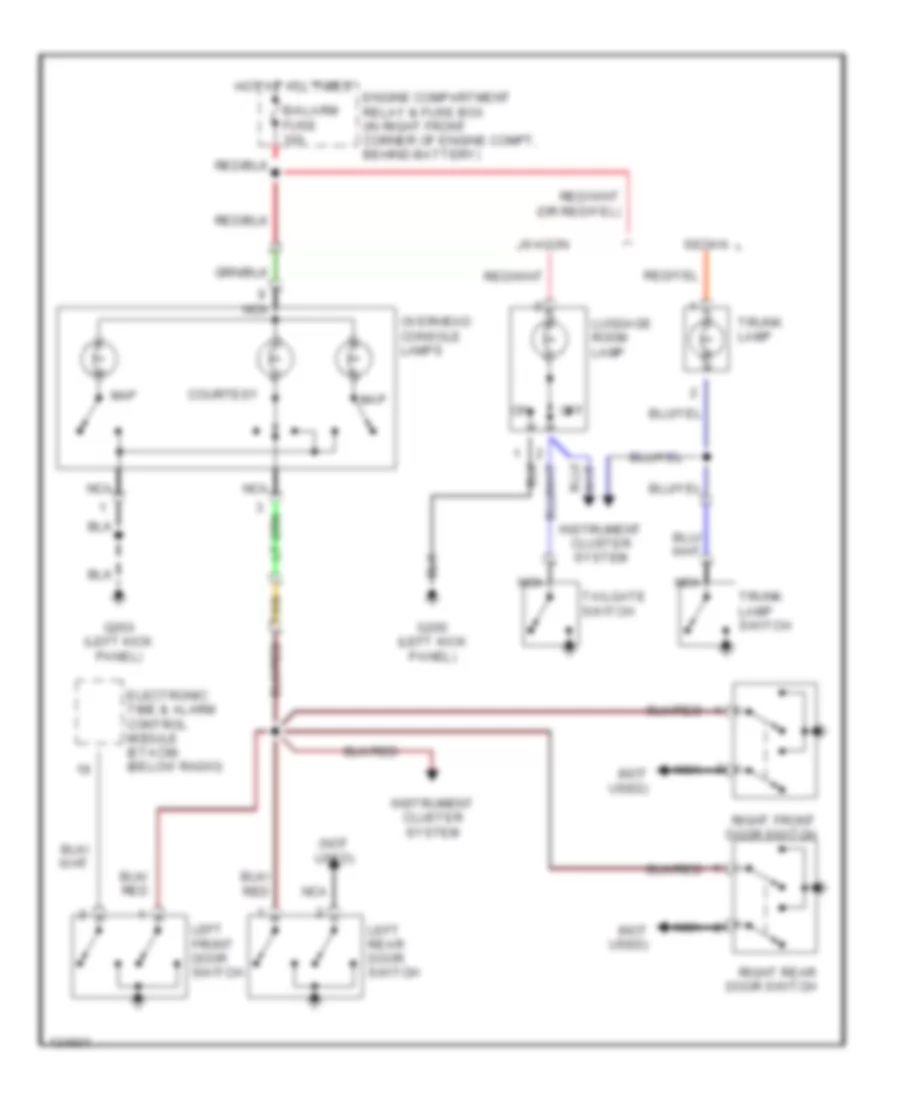 Courtesy Lamps Wiring Diagram with Sunroof for Hyundai Elantra GLS 2000