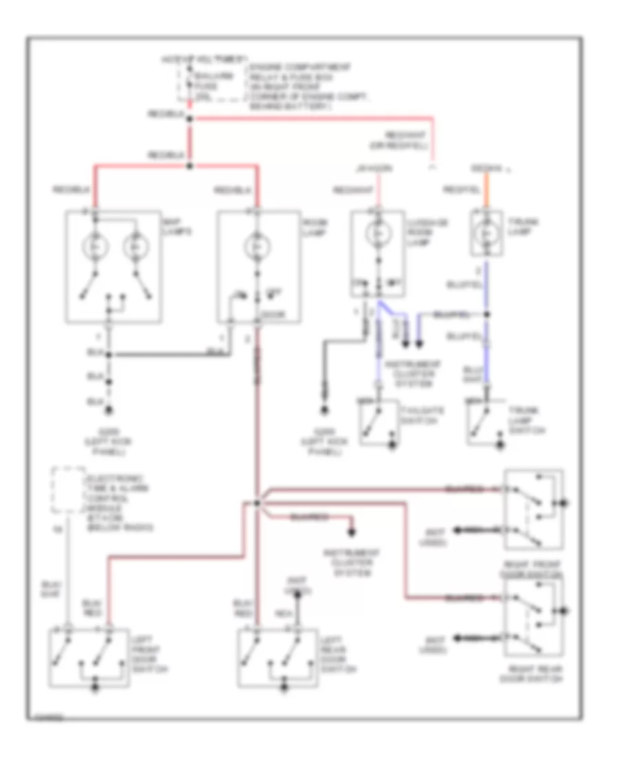 Courtesy Lamps Wiring Diagram, without Sunroof for Hyundai Elantra GLS 2000