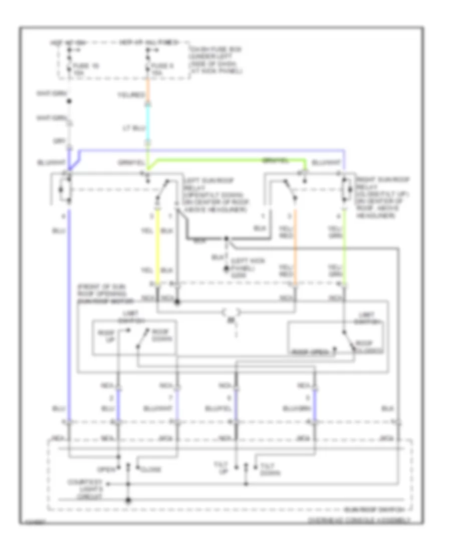 Power Top Sunroof Wiring Diagrams for Hyundai Elantra GLS 2000