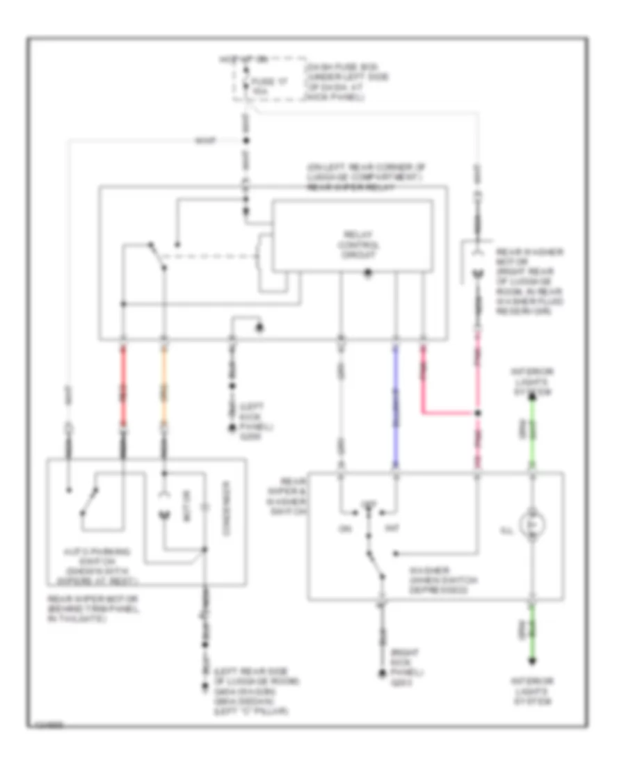 Электросхема заднего стеклоочистителя дворника и омывателя, Универсал для Hyundai Elantra GLS 2000