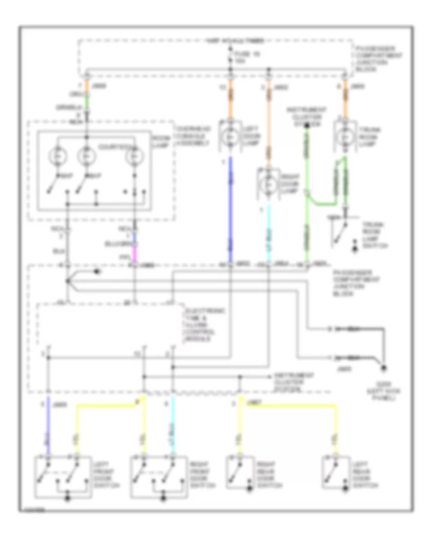 Courtesy Lamps Wiring Diagram with Sunroof for Hyundai Sonata 2000