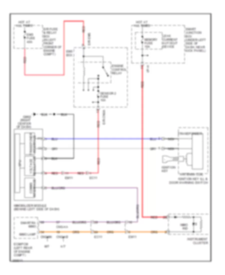 Immobilizer Wiring Diagram, without Smart Key System for Hyundai Elantra GLS 2012