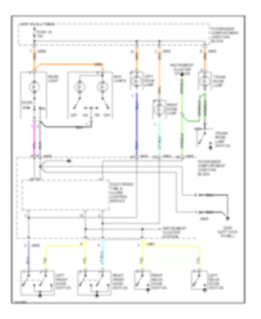 Courtesy Lamps Wiring Diagram, without Sunroof for Hyundai Sonata GLS 2000