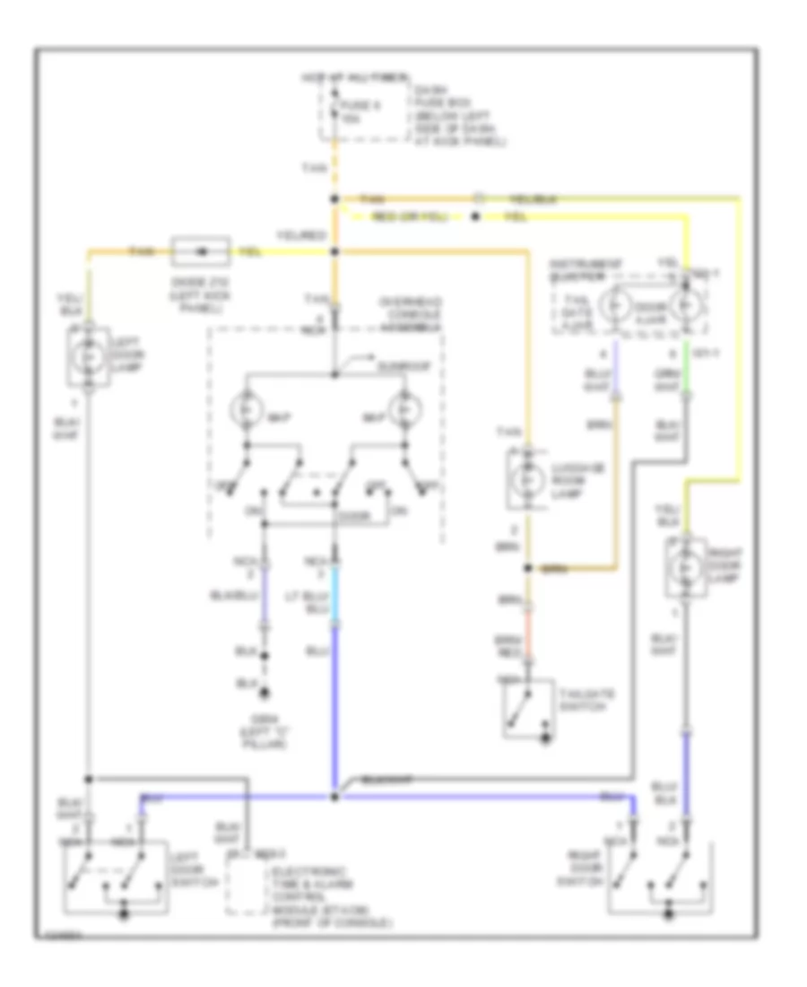 Courtesy Lamps Wiring Diagram with Sunroof for Hyundai Tiburon 2000