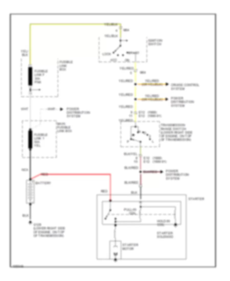 Starting Wiring Diagram, AT for Hyundai Sonata SE 1991