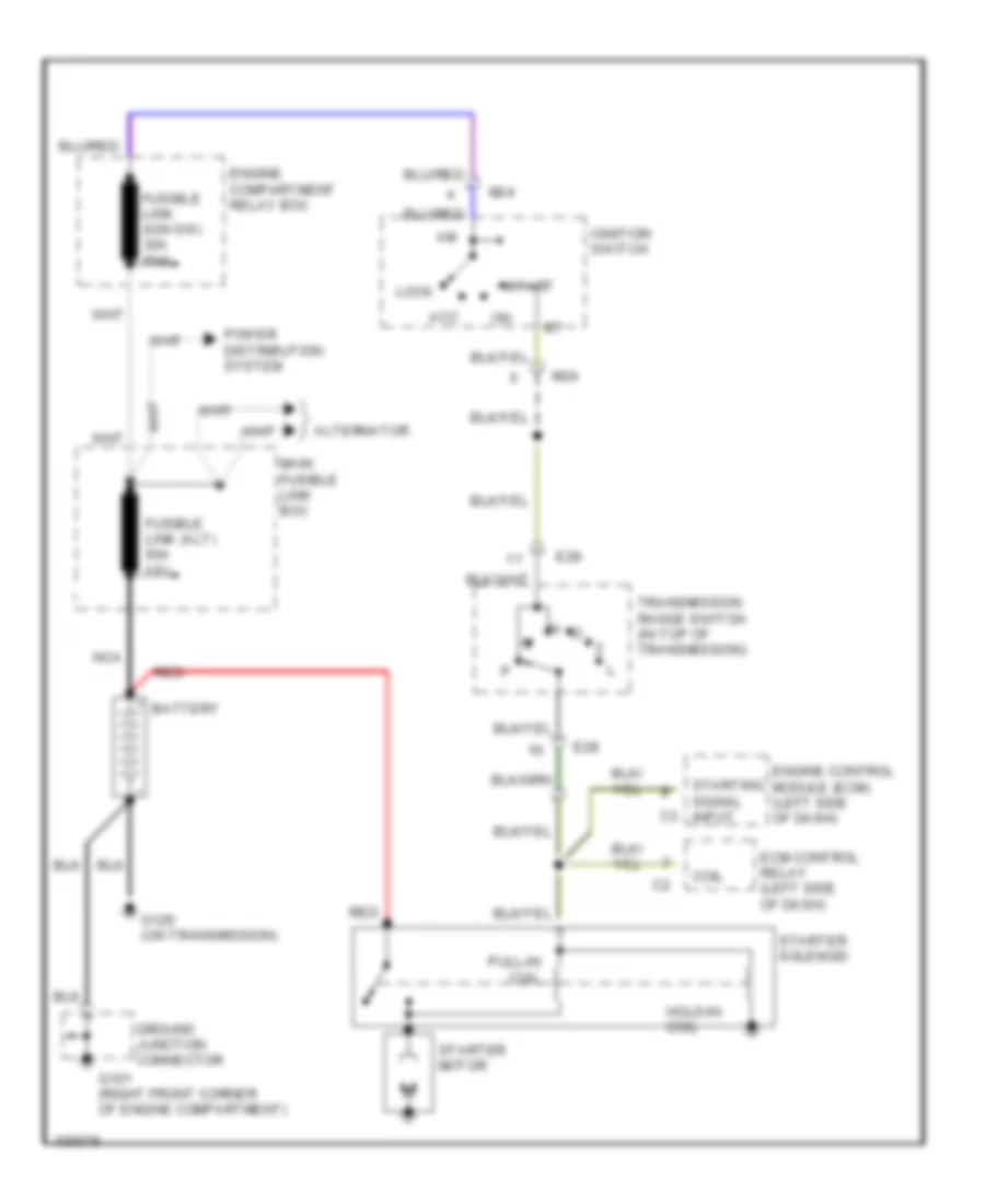 Starting Wiring Diagram, AT for Hyundai Elantra GLS 1992