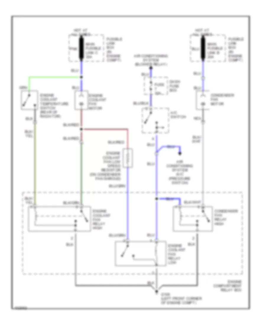 Cooling Fan Wiring Diagram for Hyundai Excel 1992