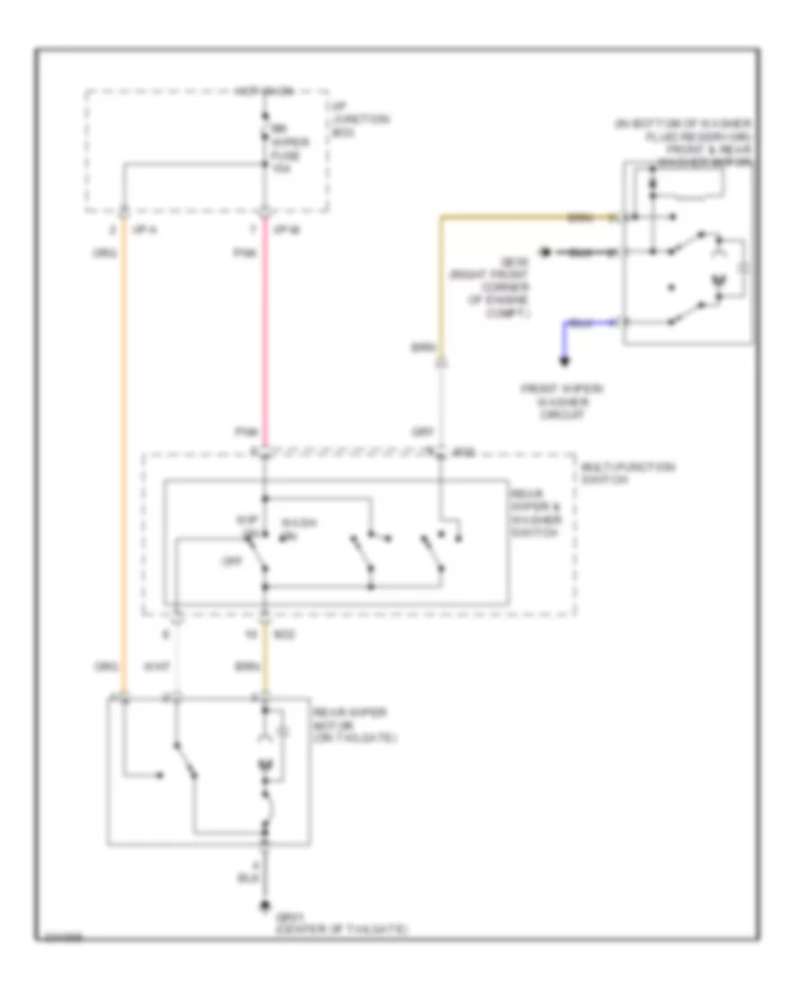 Электросхема заднего стеклоочистителя дворника и омывателя для Hyundai Accent GLS 2010