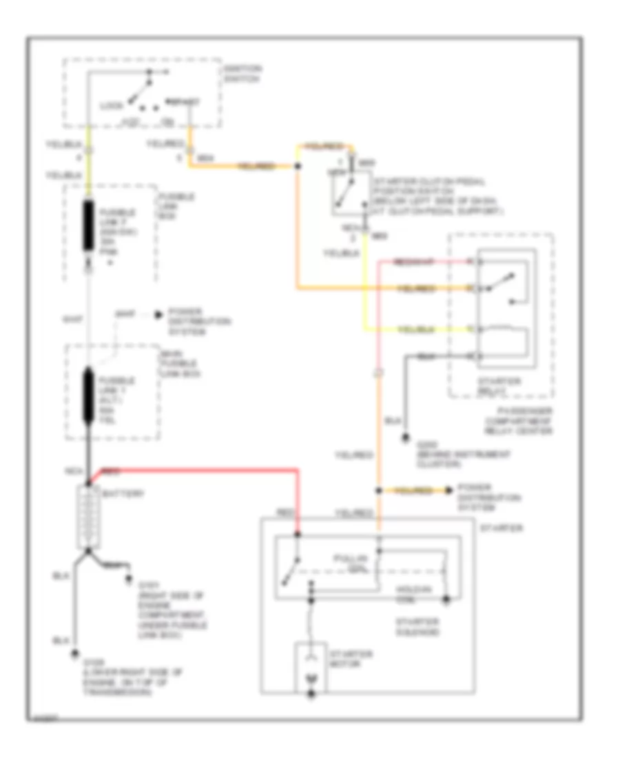 Starting Wiring Diagram, MT for Hyundai Sonata 1992