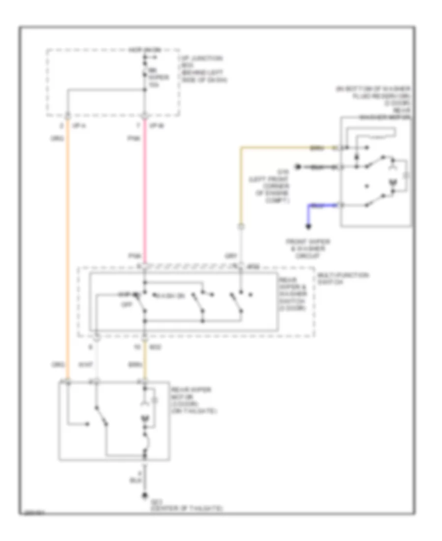 Электросхема заднего стеклоочистителя дворника и омывателя для Hyundai Accent GLS 2007
