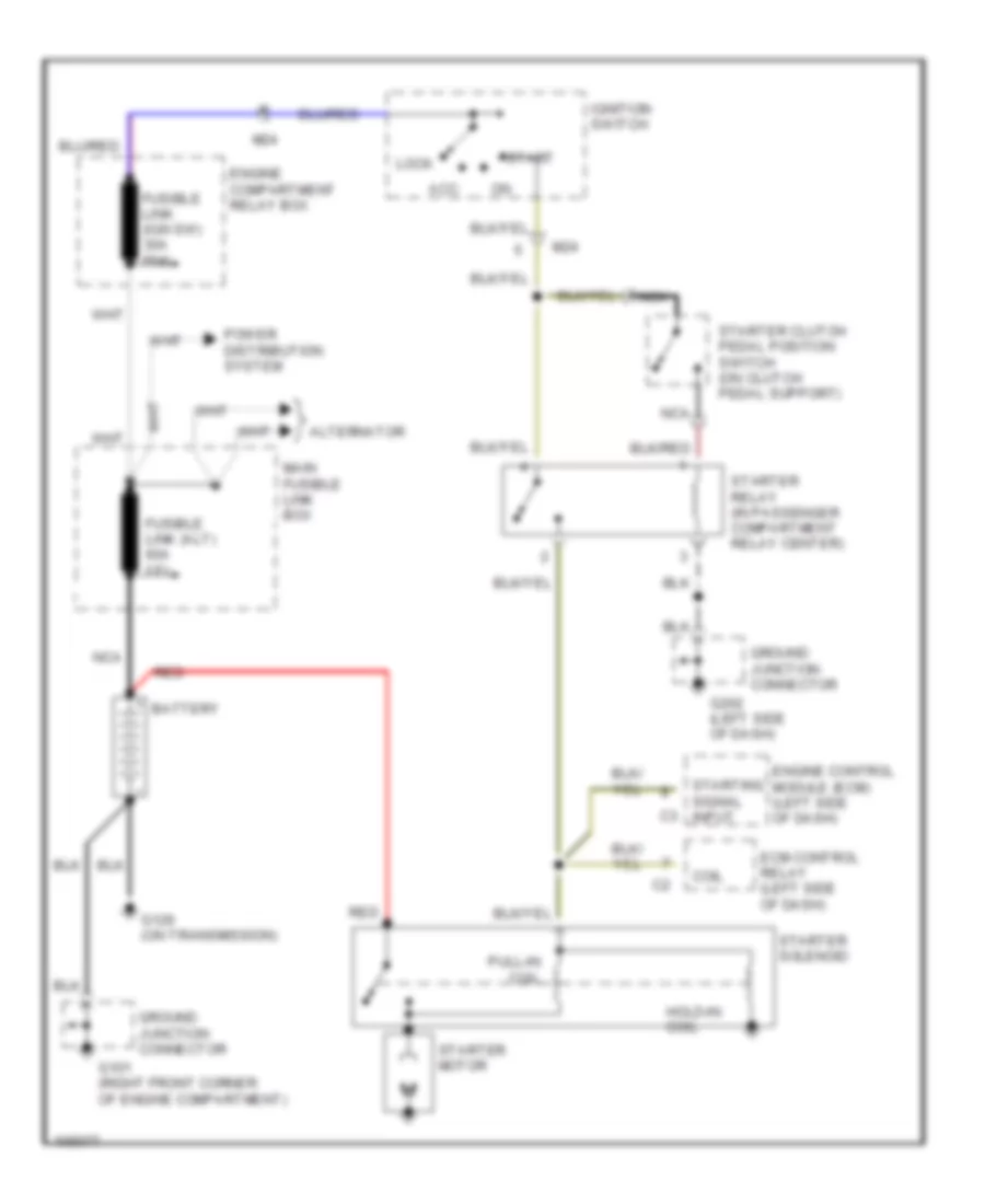 Starting Wiring Diagram, MT for Hyundai Elantra 1993