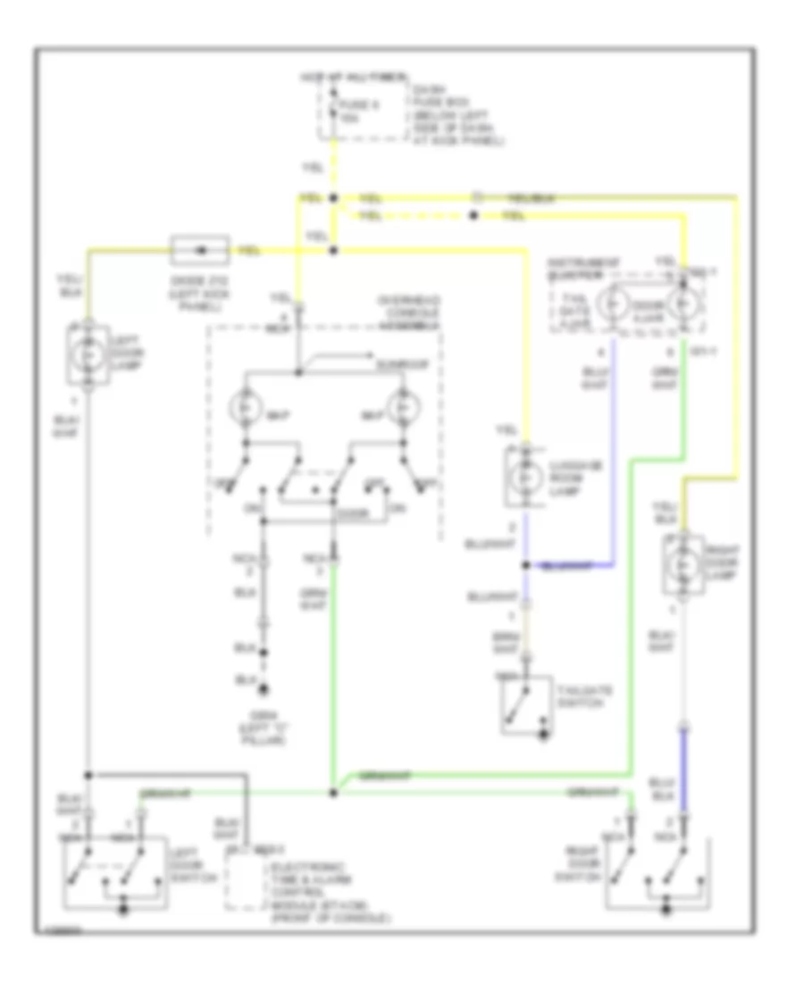 Courtesy Lamps Wiring Diagram with Sunroof for Hyundai Tiburon 2001