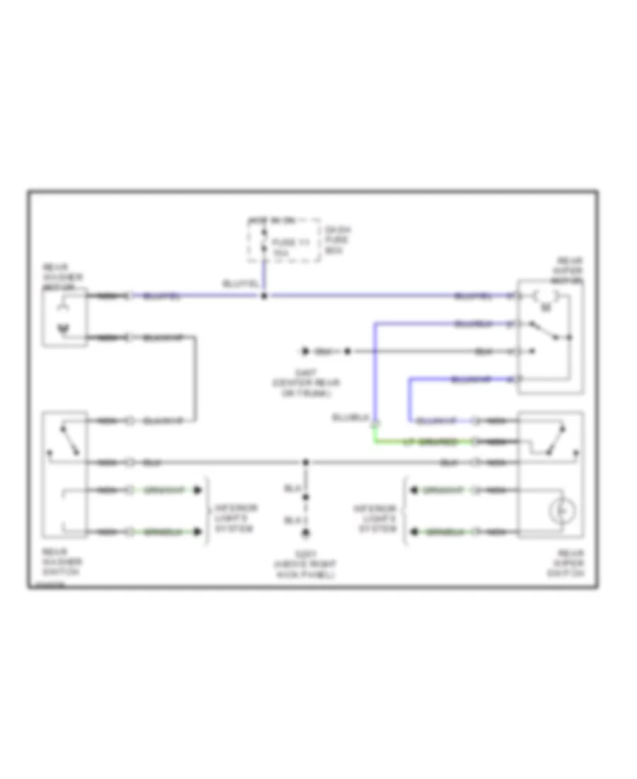 Электросхема заднего стеклоочистителя дворника и омывателя для Hyundai Excel 1993