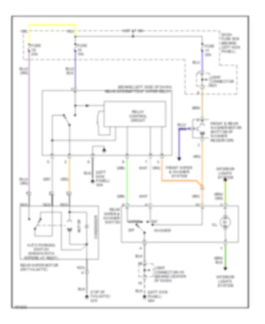 Электросхема заднего стеклоочистителя дворника и омывателя для Hyundai Accent GL 2002