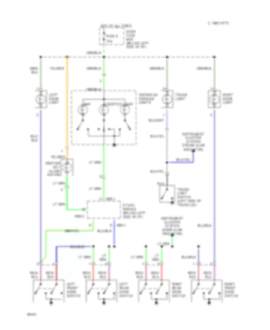 Courtesy Lamps Wiring Diagram with Sunroof for Hyundai Sonata 1993