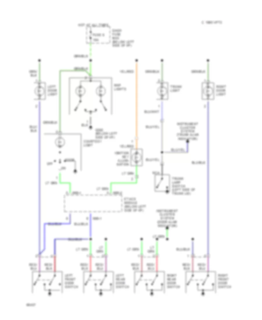Courtesy Lamps Wiring Diagram without Sunroof for Hyundai Sonata 1993