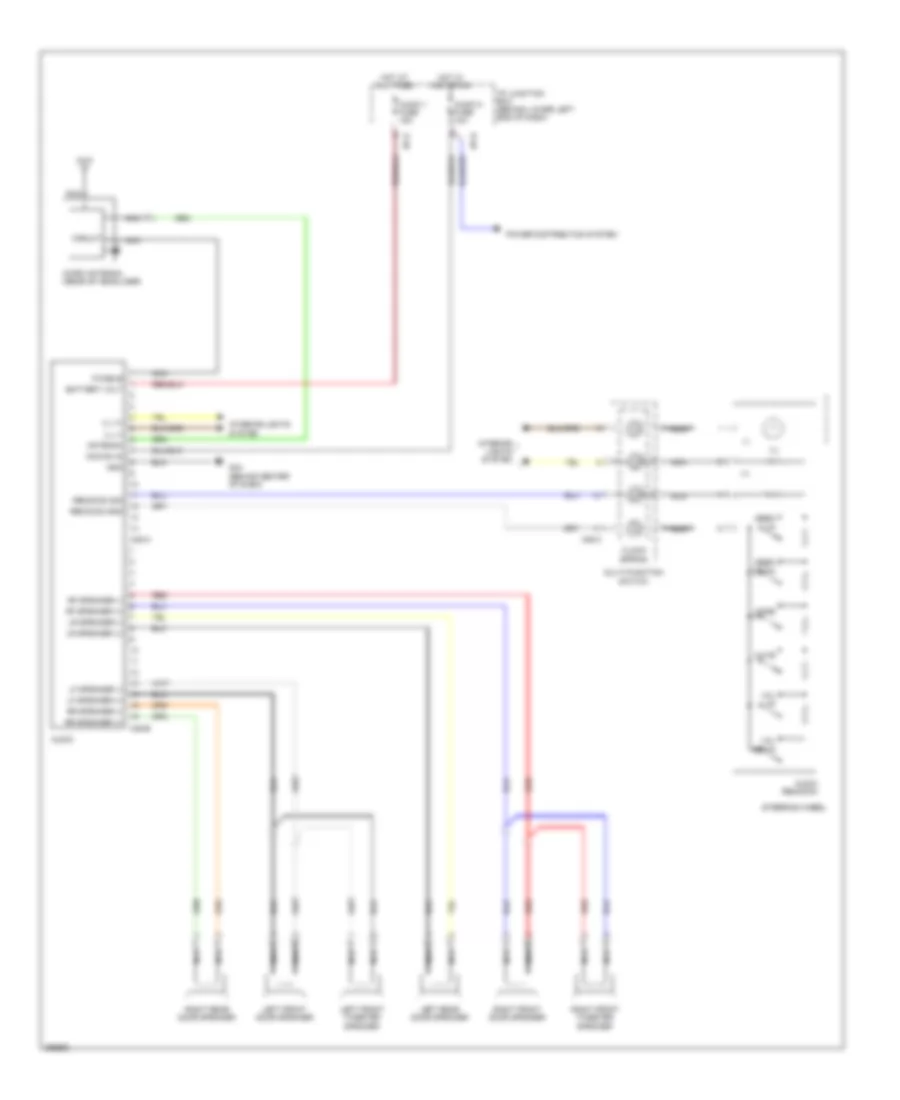 Radio Wiring Diagram, without Amplifier  Rear Seat Entertainment for Hyundai Santa Fe Limited 2007