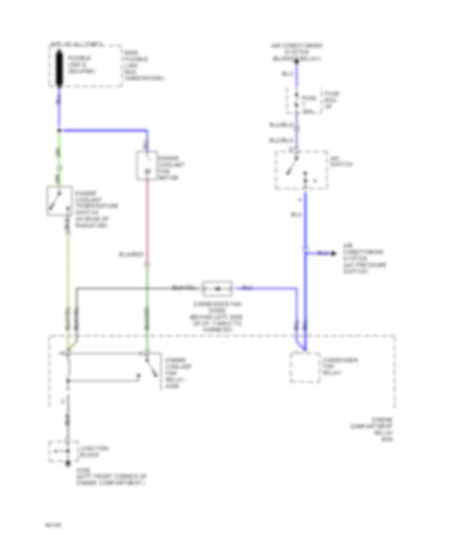 Cooling Fan Wiring Diagram, Late Production for Hyundai Excel GL 1994