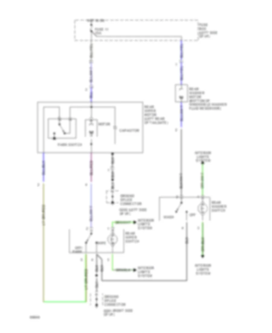 Электросхема заднего стеклоочистителя дворника и омывателя для Hyundai Excel GS 1994