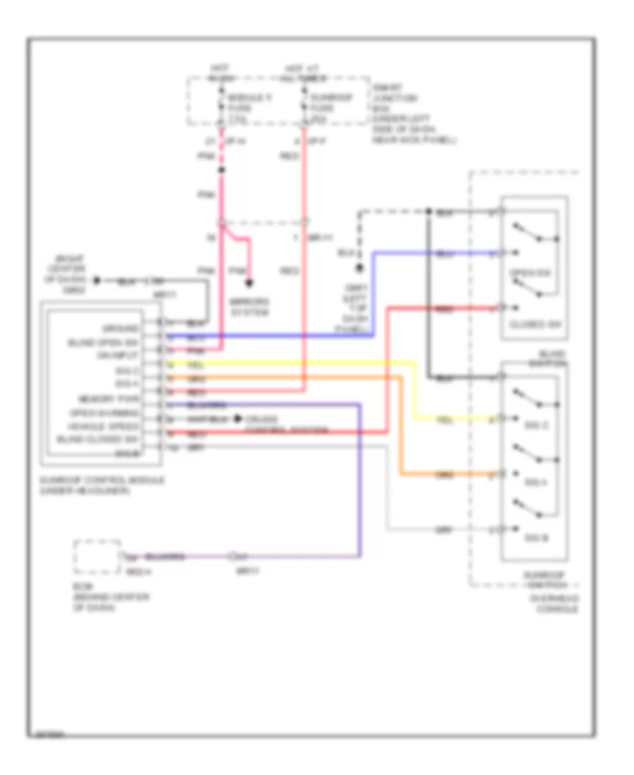 Power Top Sunroof Wiring Diagram for Hyundai Elantra GT 2013