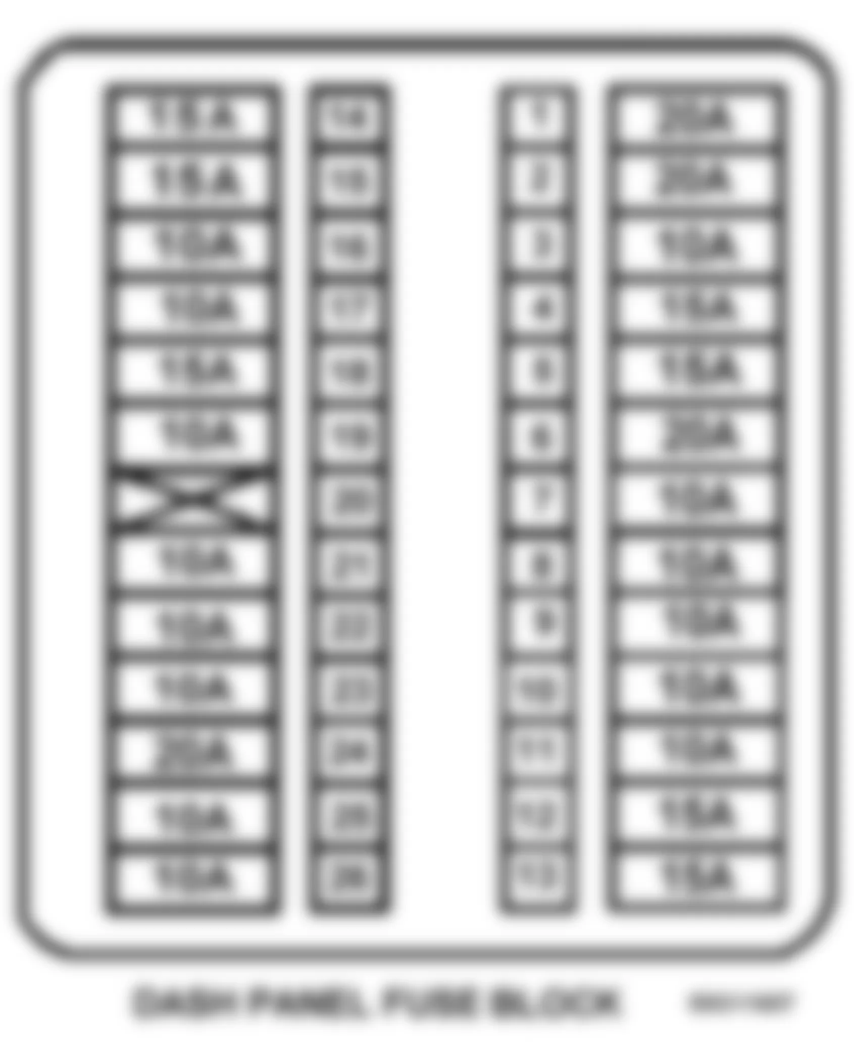 Infiniti G20 1995 - Component Locations -  Underdash Fuse Panel Identification (1993.5-94)