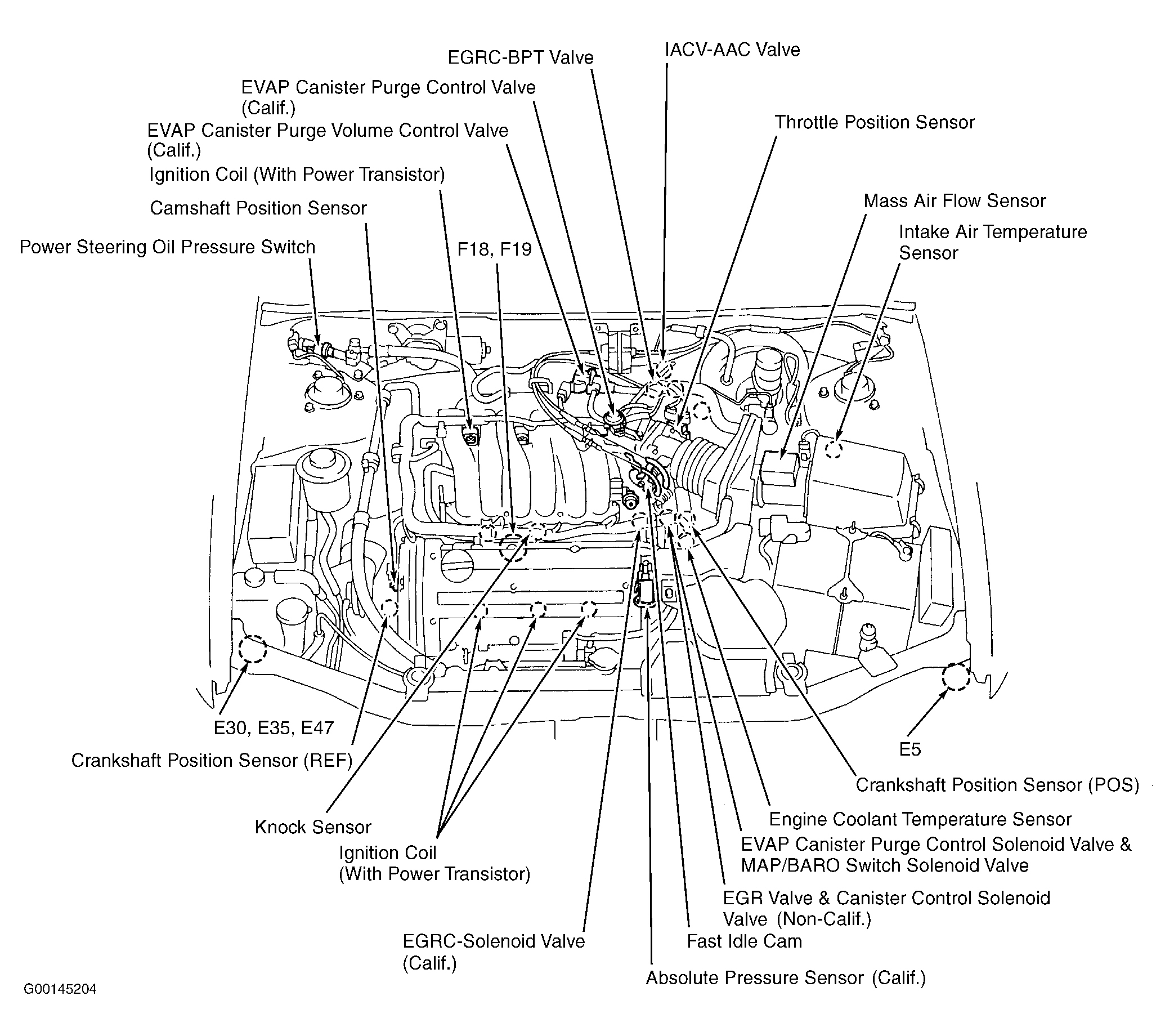 Infiniti I30 1996 - Component Locations -  Engine Compartment