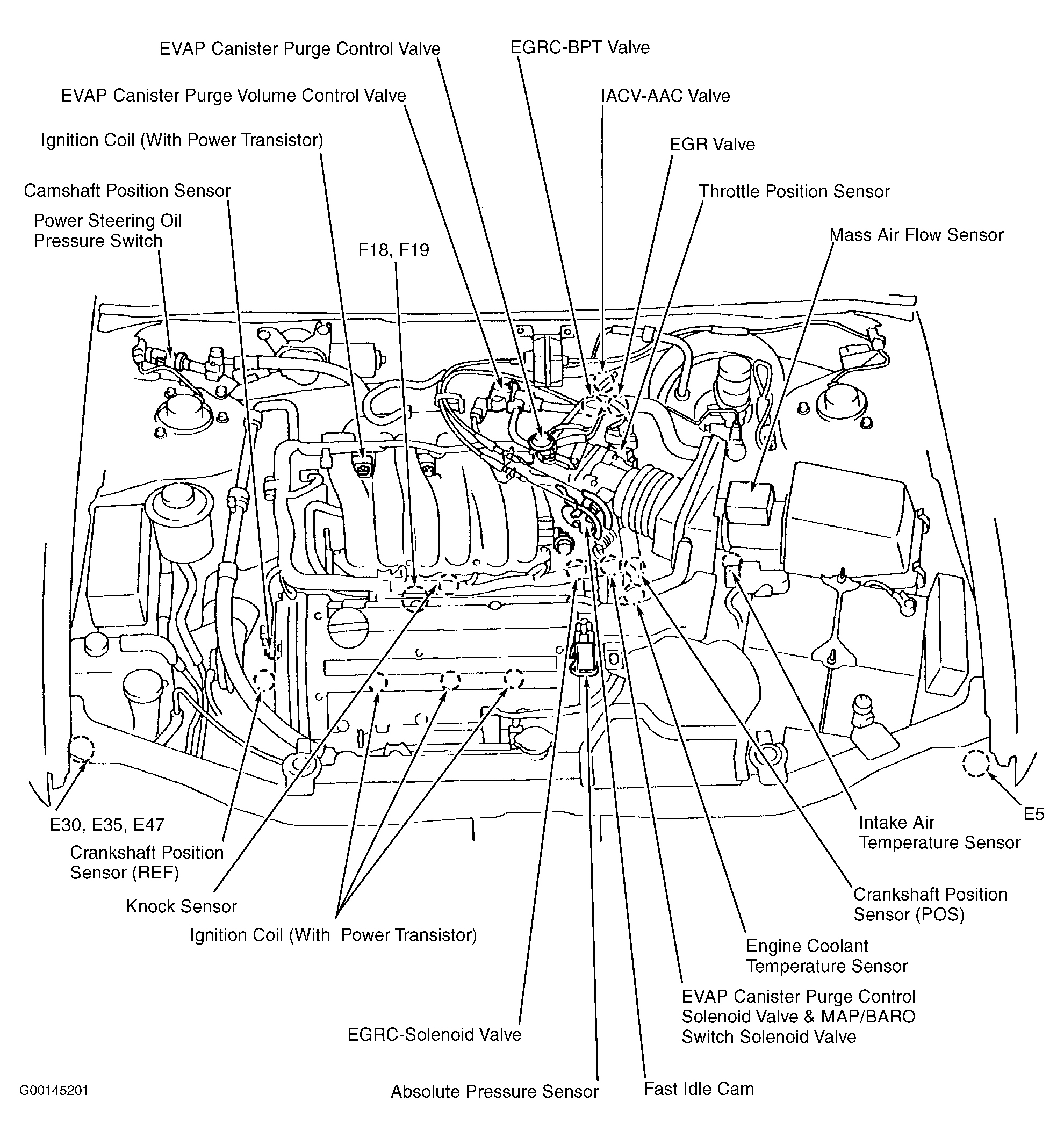 Infiniti I30 1997 - Component Locations -  Engine Compartment