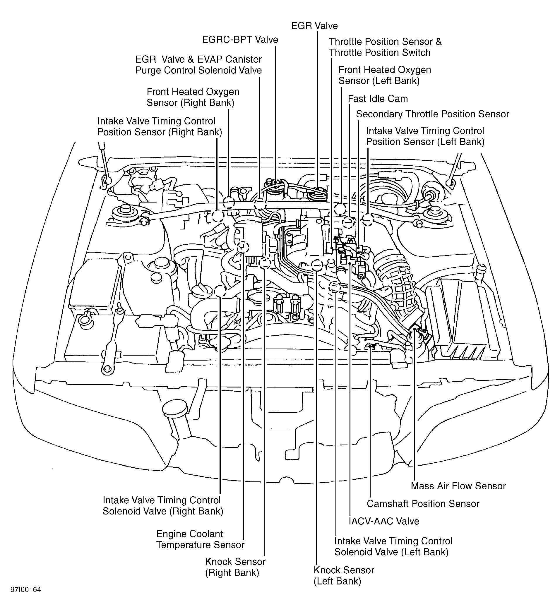 Infiniti Q45 1997 - Component Locations -  Engine Compartment